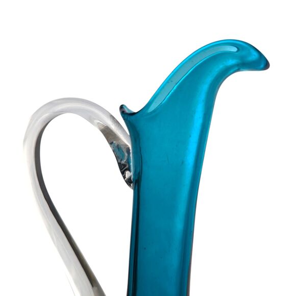 Vintage Cobalt Blue Art Glass Decanter Set: Mid-Century Modern Barware - Picture 5 of 10